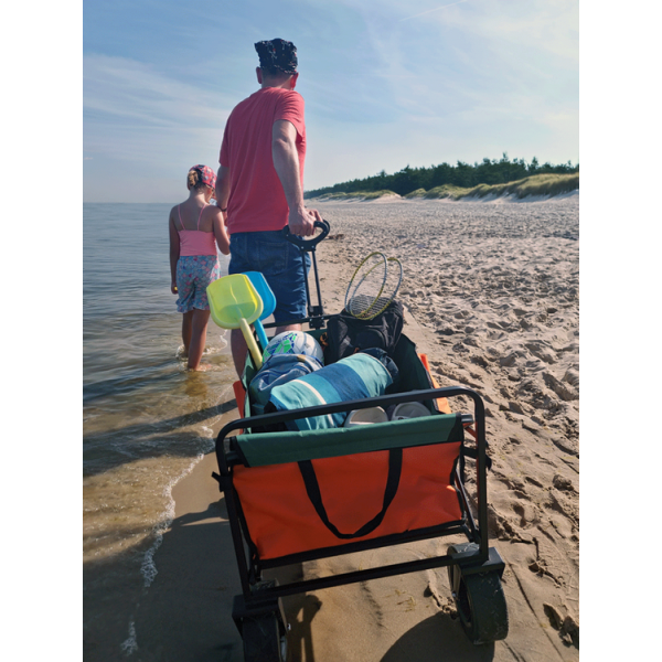 WÓZEK OGRODOWY TURYSTYCZNY SKŁADANY Z SZEROKIMI OPONAMI 100KG 90181