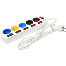 PRZEDŁUŻACZ LISTWA PRĄDOWA 5 GNIAZDEK Z UZIEMIENIEM KAŻDE Z INDYWIDUALNYM WŁĄCZNIKIEM 72460