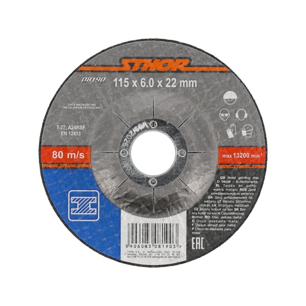 TARCZA DO SZLIFOWANIA METALU 115 X 6,0 X 22 MM 08190
