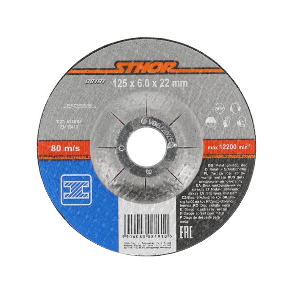 TARCZA DO SZLIFOWANIA METALU 125 X 6,0 X 22 MM 08191
