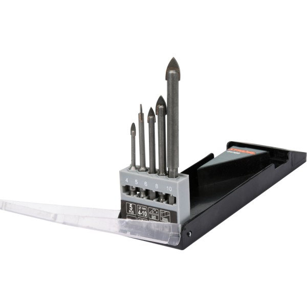 ZESTAW WIERTEŁ DO SZKŁA I CERAMIKI 5SZT. 4-10MM HEX 21709