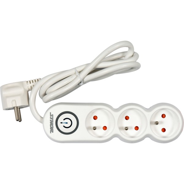 PRZEDŁUŻACZ LISTWA ZASILAJĄCA 3 GNIAZDA Z UZIEMIENIEM WYŁĄCZNIK 1,5M 1,5MM2 72350