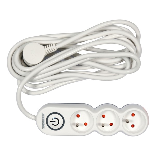 PRZEDŁUŻACZ LISTWA ZASILAJĄCA 3 GNIAZDA Z UZIEMIENIEM WYŁĄCZNIK 5M 1,5MM2 72352