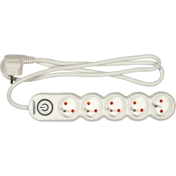 PRZEDŁUŻACZ LISTWA ZASILAJĄCA 5 GNIAZD Z UZIEMIENIEM WYŁĄCZNIK 1,5M 1,5MM2 72356