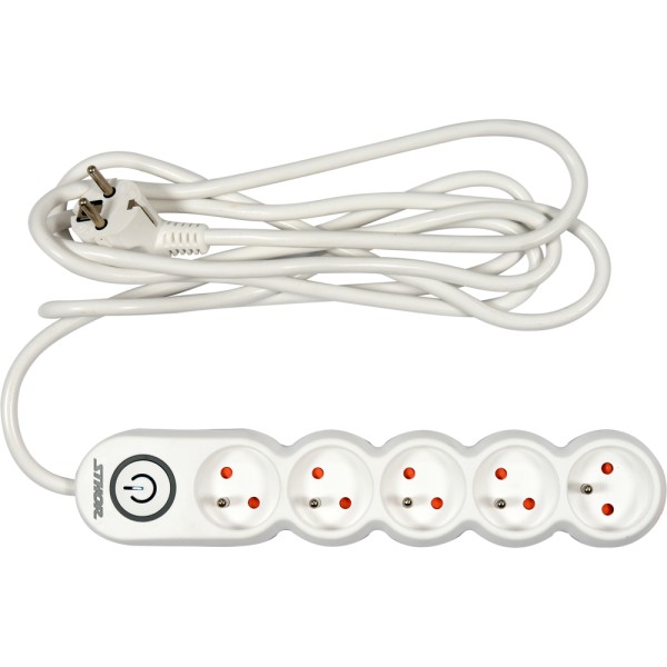 PRZEDŁUŻACZ LISTWA ZASILAJĄCA 5 GNIAZD Z UZIEMIENIEM WYŁĄCZNIK 3M 1,5MM2 72357