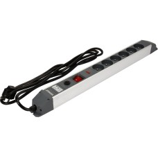 PRZEDŁUŻACZ LISTWA ZASILAJĄCA W ALUMINIOWEJ OBUDOWIE Z OCHRONĄ PRZECIWPRZEPIĘCIOWĄ I PRZECIĄŻENIOWĄ 6 GNIAZD Z UZIEMIENIEM WYŁĄCZNIK 72373