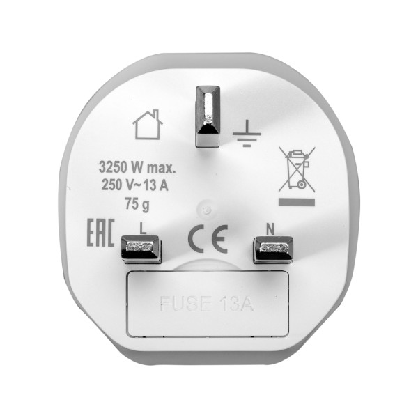 ADAPTER PODRÓŻNY Z EUROPEJSKIM GNIAZDEM I ANGIELSKĄ WTYCZKĄ, EUROPA - UK 72442