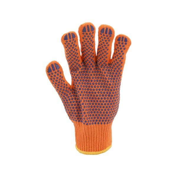 RĘKAWICE BAWEŁNIANE, NAKRAPIANE, POMARAŃCZOWE, 