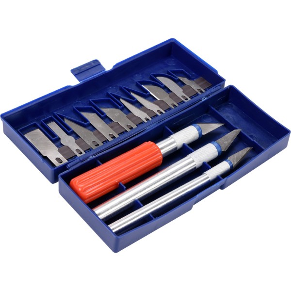 NOŻYKI DO PRAC PRECYZYJNYCH Z WYMIENNYMI OSTRZAMI, ZESTAW 16 SZT. 76305