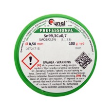 SPOIWO, DRUT LUTOWNICZY BEZOŁOWIOWY Z TOPNIKIEM NA SZPULI 0,5MM, 100G, SN99,3CU0,7 76850