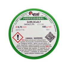 SPOIWO, DRUT LUTOWNICZY BEZOŁOWIOWY Z TOPNIKIEM NA SZPULI 0,7MM, 100G, SN99,3CU0,7 76851