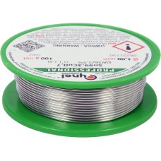 SPOIWO, DRUT LUTOWNICZY BEZOŁOWIOWY Z TOPNIKIEM NA SZPULI 1,0MM, 100G, SN99,3CU0,7 76852