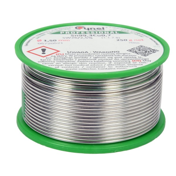 SPOIWO, DRUT LUTOWNICZY BEZOŁOWIOWY Z TOPNIKIEM NA SZPULI 1,5MM, 250G, SN99,3CU0,7 76855