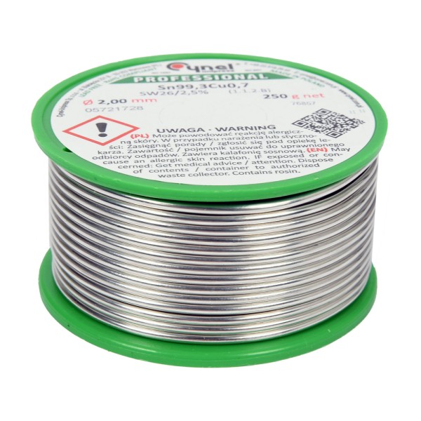 SPOIWO, DRUT LUTOWNICZY BEZOŁOWIOWY Z TOPNIKIEM NA SZPULI 2,0MM, 250G, SN99,3CU0,7 76857