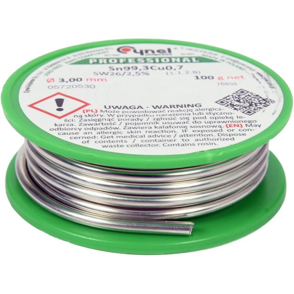 SPOIWO, DRUT LUTOWNICZY BEZOŁOWIOWY Z TOPNIKIEM NA SZPULI 3,0MM, 100G, SN99,3CU0,7 76859