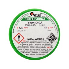 SPOIWO, DRUT LUTOWNICZY BEZOŁOWIOWY Z TOPNIKIEM NA SZPULI 3,0MM, 100G, SN99,3CU0,7 76859