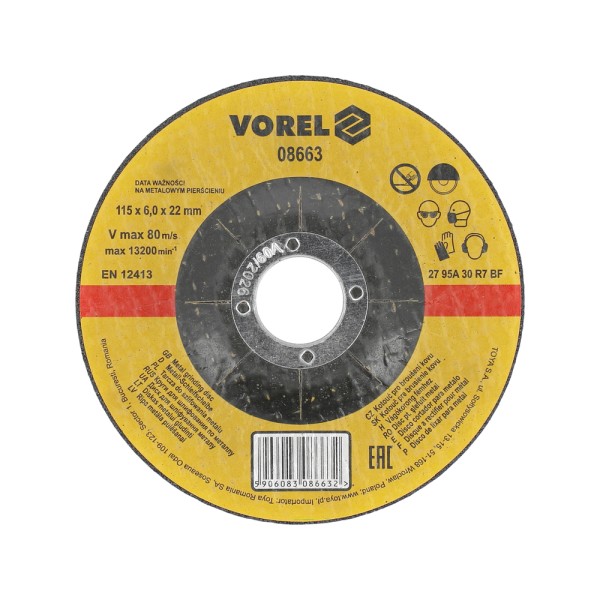 TARCZA DO SZLIFOWANIA METALU 115X6X22 08663