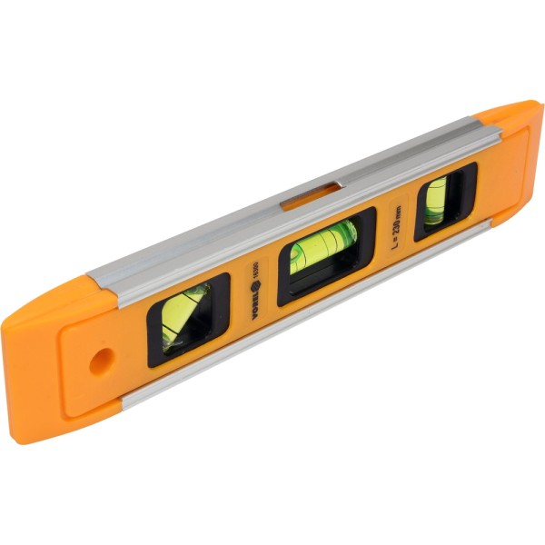 POZIOMNICA TORPEDO 230 MM, KORPUS Z TWORZYWA, TRZY LIBELLE, PODSTAWA MAGNETYCZNA 16300