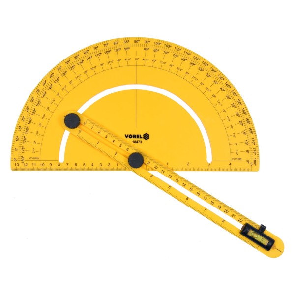 KĄTOMIERZ Z LIBELLĄ I RUCHOMYM RAMIENIEM 250 MM 18473