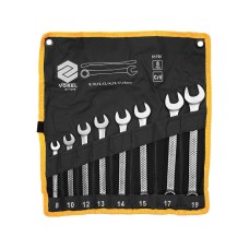 KLUCZE PŁASKO-OCZKOWE 8-19 MM, CV, ZEST. 8 SZT. SATYNA, ETUI 51705