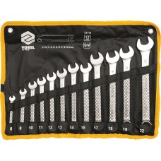 KLUCZE PŁASKO-OCZKOWE 6-22 MM, CV, ZEST. 12 SZT. SATYNA, ETUI 51710