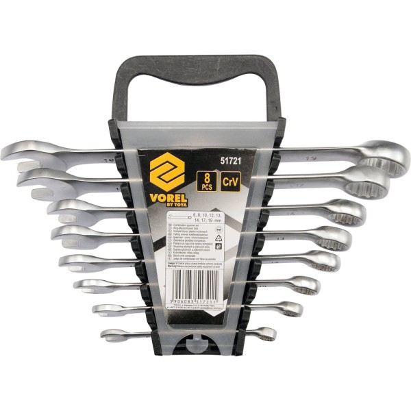 KLUCZE PŁASKO-OCZKOWE 6-19 MM, ZEST. 8 SZT. SATYNA 51721