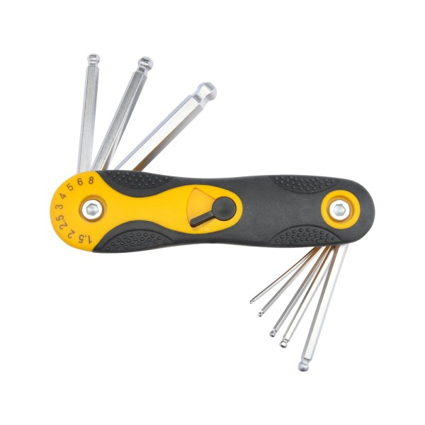 KLUCZE HEX 1,5-8 MM, KOŃCÓWKI KULISTE, CR-V, ZESTAW 8 SZT. 56505