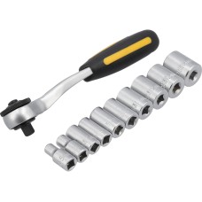 GRZECHOTKA 1/4'' Z NASADKAMI 5-14 MM, CRV, ZESTAW 11 SZT. 58600