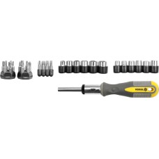 WKRĘTAK Z GRZECHOTKĄ, BITY, NASADKI, ZESTAW 29 SZT. 60975