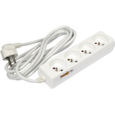 PRZEDŁUŻACZ ELEKTRYCZNY, BIAŁY, 4 GNIAZDA Z UZIEMIENIEM, 3M 72505