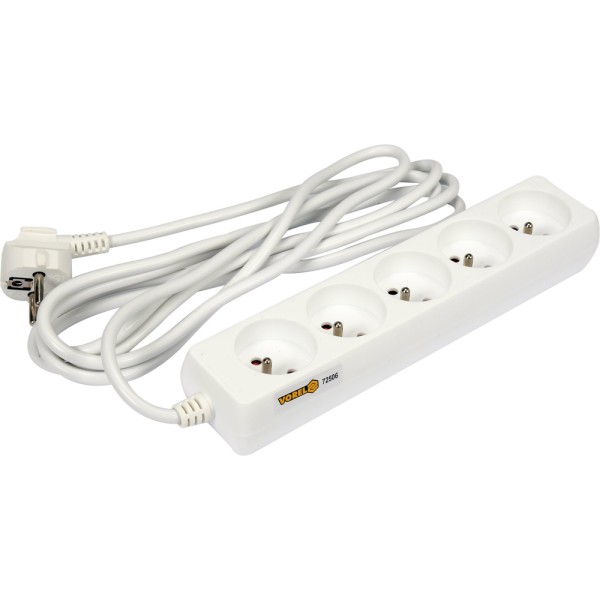 PRZEDŁUŻACZ ELEKTRYCZNY, BIAŁY, 5 GNIAZD Z UZIEMIENIEM, 3M 72506