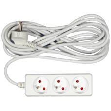 PRZEDŁUŻACZ ELEKTRYCZNY, BIAŁY, 3 GNIAZDA Z UZIEMIENIEM, 5M 72508
