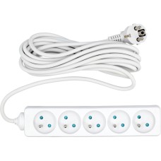 PRZEDŁUŻACZ ELEKTRYCZNY, BIAŁY, 5 GNIAZD Z UZIEMIENIEM, 5M 72510