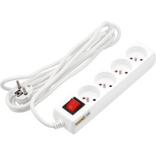 PRZEDŁUŻACZ ELEKTRYCZNY, BIAŁY, 4 GNIAZDA Z UZIEMIENIEM, 3M Z WYŁĄCZNIKIEM 72529