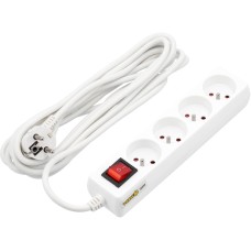 PRZEDŁUŻACZ ELEKTRYCZNY BIAŁY, 4 GNIAZDA Z UZIEMIENIEM, 5M Z WYŁĄCZNIKIEM 72533
