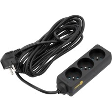PRZEDŁUŻACZ ELEKTRYCZNY, CZARNY, 3 GNIAZDA Z UZIEMIENIEM, 5M 72617