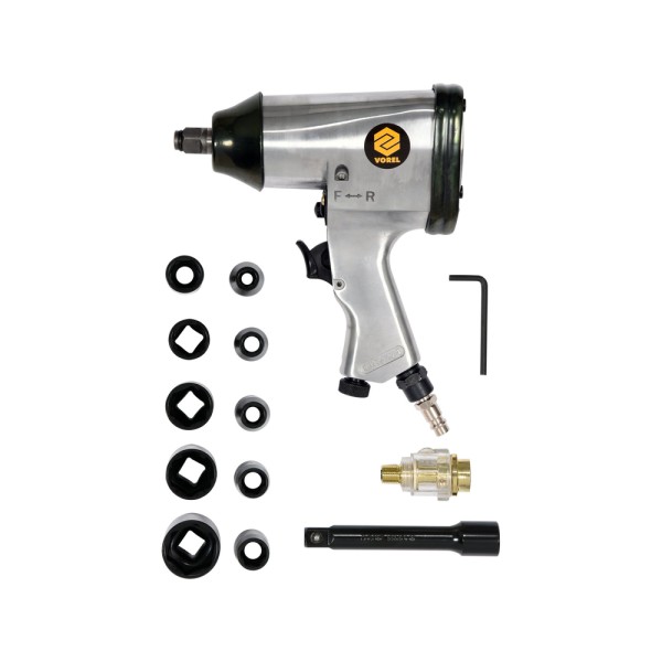 KLUCZ PNEUMATYCZNY, UDAROWY 1/2'' Z NASADKAMI, 16 CZĘŚCI 81101