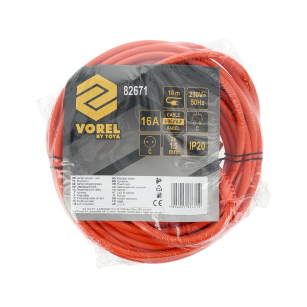 PRZEDŁUŻACZ 10M POMARAŃCZOWY 2X1,5MM² 82671