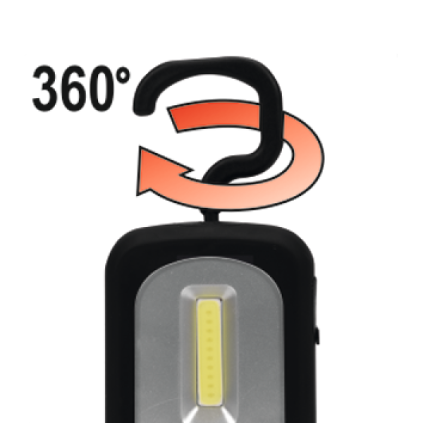 LAMPA RĘCZNA OBROTOWA COB LED 3W AKUMULATOROWA 82723