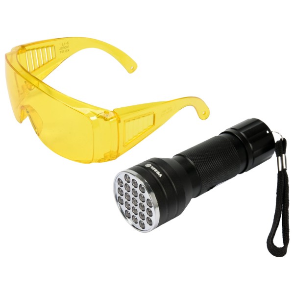 ZESTAW LATARKA UV 21 LED I OKULARY 82756