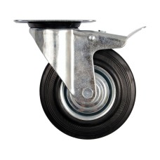 KÓŁKO SKRĘTNE Z CZARNĄ GUMĄ I HAMULCEM 160MM 87325