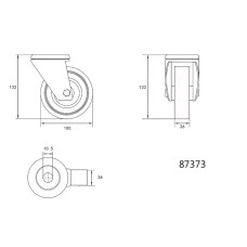 KÓŁKO SKRĘTNE 100MM Z SZARĄ GUMĄ I OTWOREM MOCUJĄCYM 87373