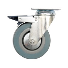 KÓŁKO SKRĘTNE 125MM Z SZARĄ GUMĄ I HAMULCEM 87384