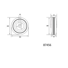 KÓŁKO ŁOŻYSKOWANE Z CZARNĄ GUMĄ 200MM 87456