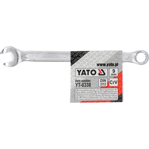 KLUCZ PŁASKO-OCZKOWY Z POLEROWANĄ GŁÓWKĄ 9 MM YT-0338