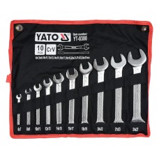 KLUCZE PŁASKIE Z POLEROWANĄ GŁÓWKĄ 6-27 MM, ZESTAW 10 SZT. YT-0380