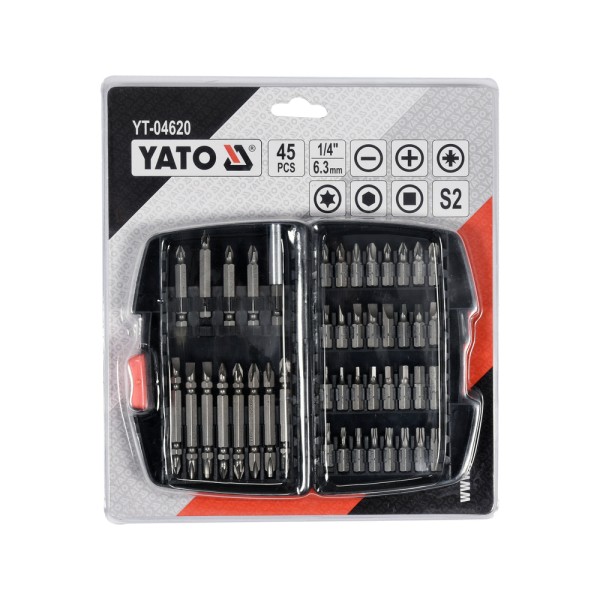 ZESTAW KOŃCÓWEK ŚRUBOKRĘTOWYCH 45 SZT. YT-04620