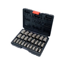 ZESTAW WYKRĘTAKÓW DO USZKODZONYCH ŚRUB WEWNĘTRZNYCH  HEX, TORX, SPLINE ZAWIERA 25 ELEMENTÓW YT-06034