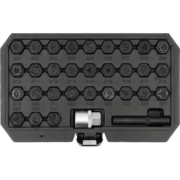 ZESTAW NASADEK DO ŚRUB ZABEZPIECZAJĄCYCH MERCEDES  32 ELEMENTY YT-060390