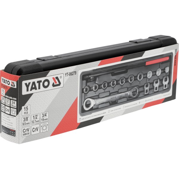 ZESTAW KLUCZY Z GRZECHOTKĄ DO NAPINACZY 15 CZ YT-06279